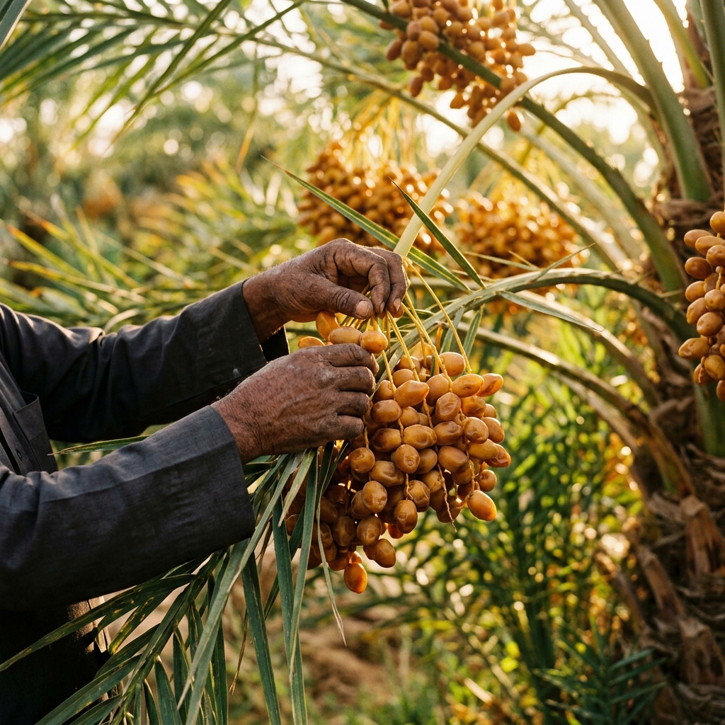 حصاد التمور في مزارع القصيم